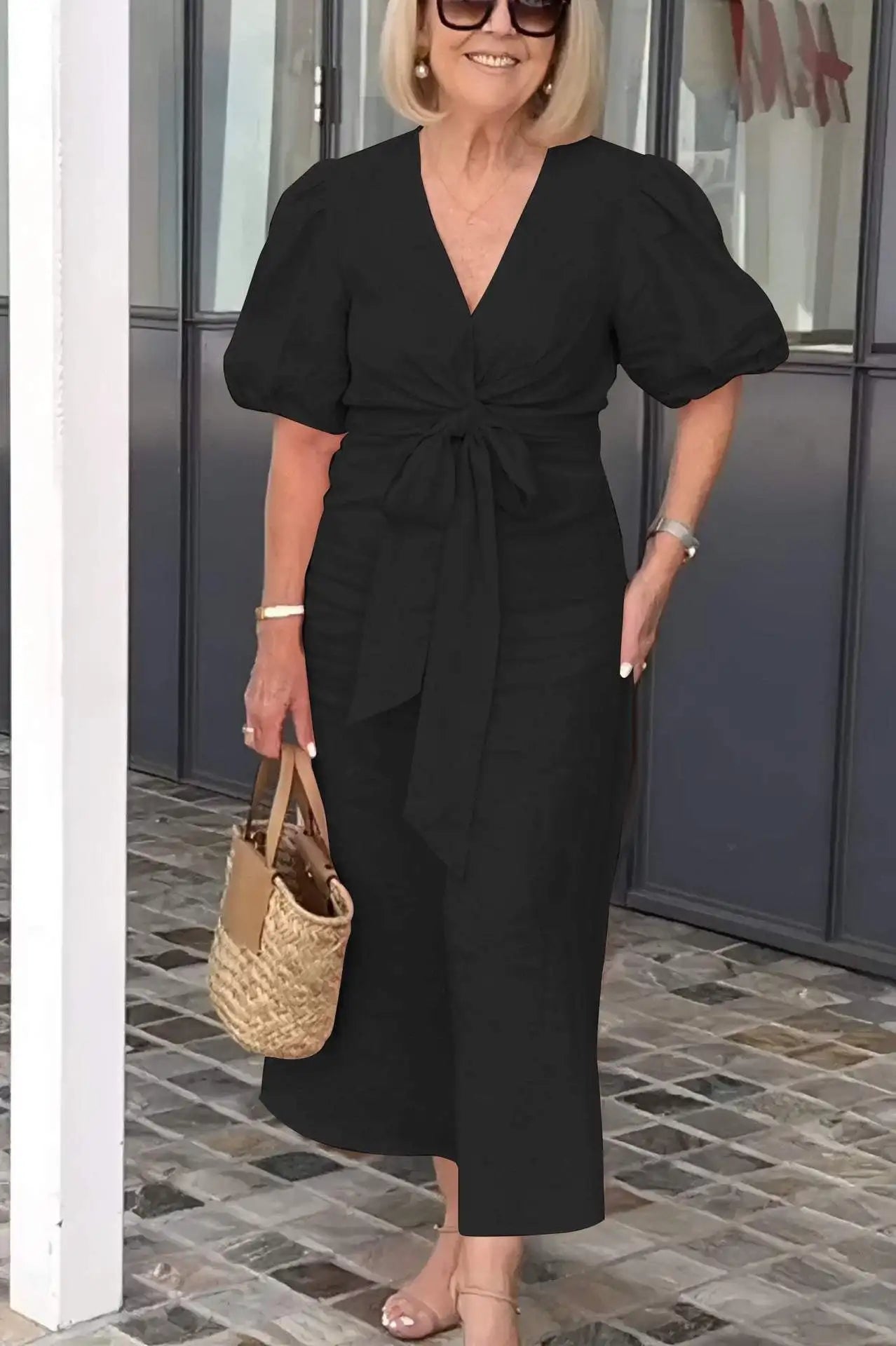 Amélie & Rose™ | Natasha Elegant V-Neck Dress