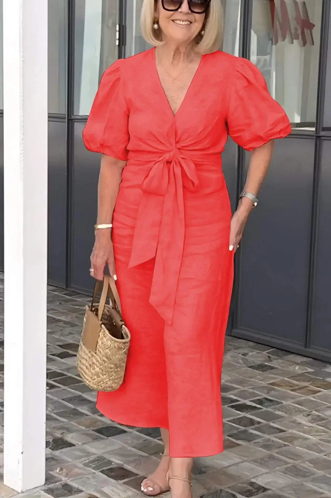 Amélie & Rose™ | Natasha Elegant V-Neck Dress