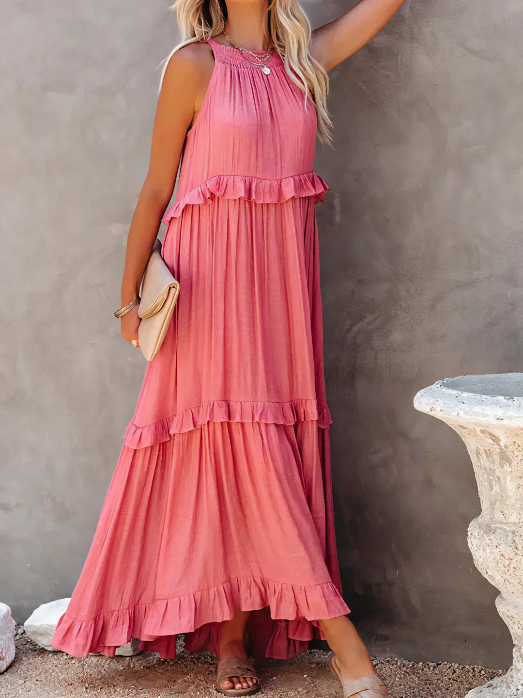 Amélie & Rose™ | Robyn Halter Ruffle Maxi Dress