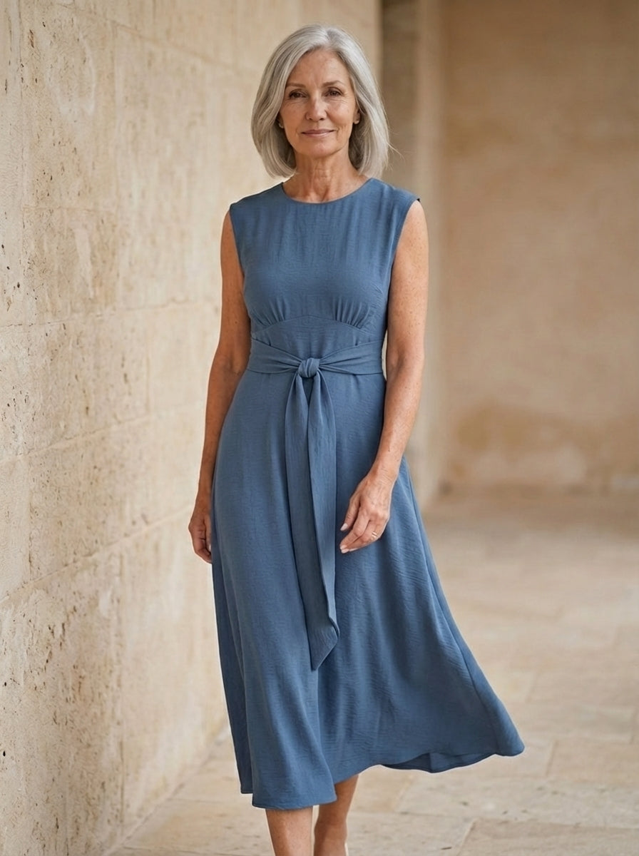 Amélie & Rose | Sleeveless Waist-Tied Midi Dress