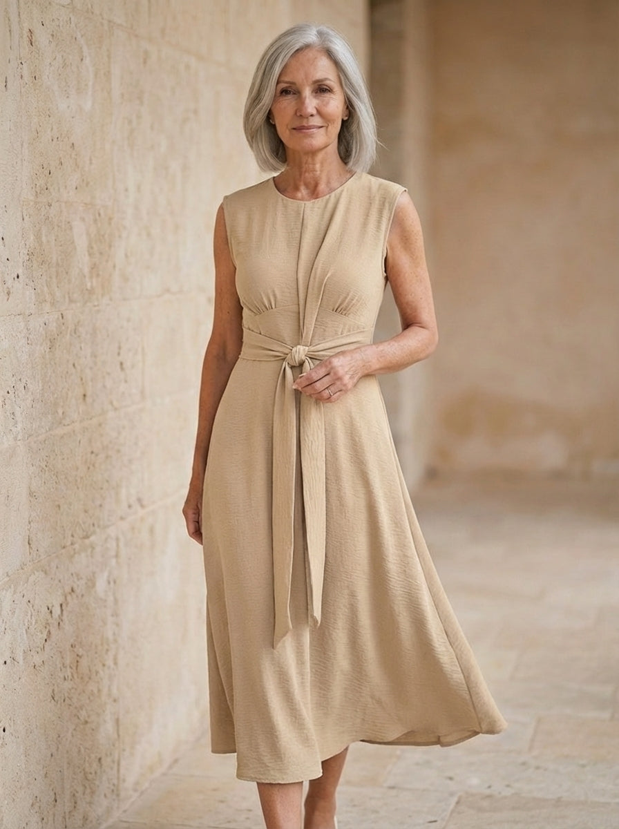Amélie & Rose | Sleeveless Waist-Tied Midi Dress