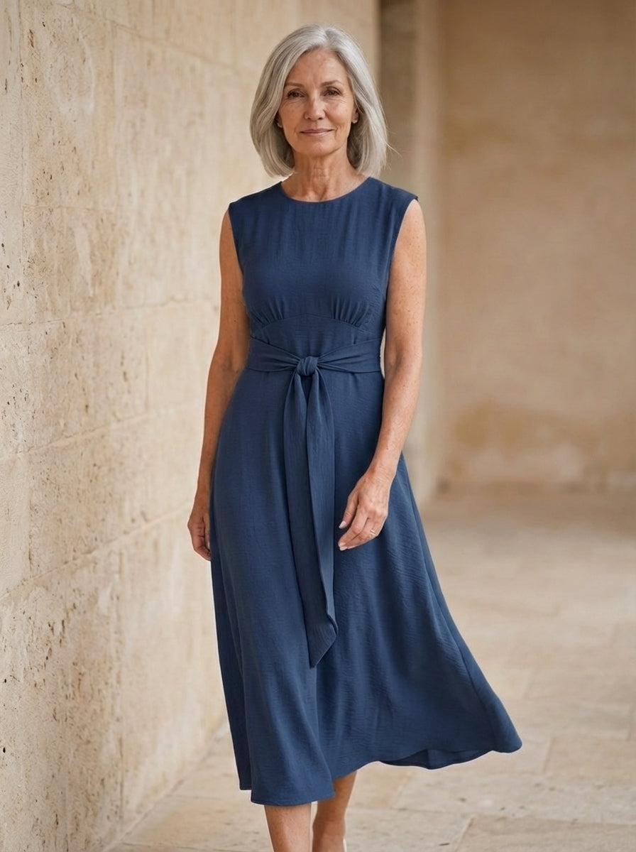 Amélie & Rose | Sleeveless Waist-Tied Midi Dress