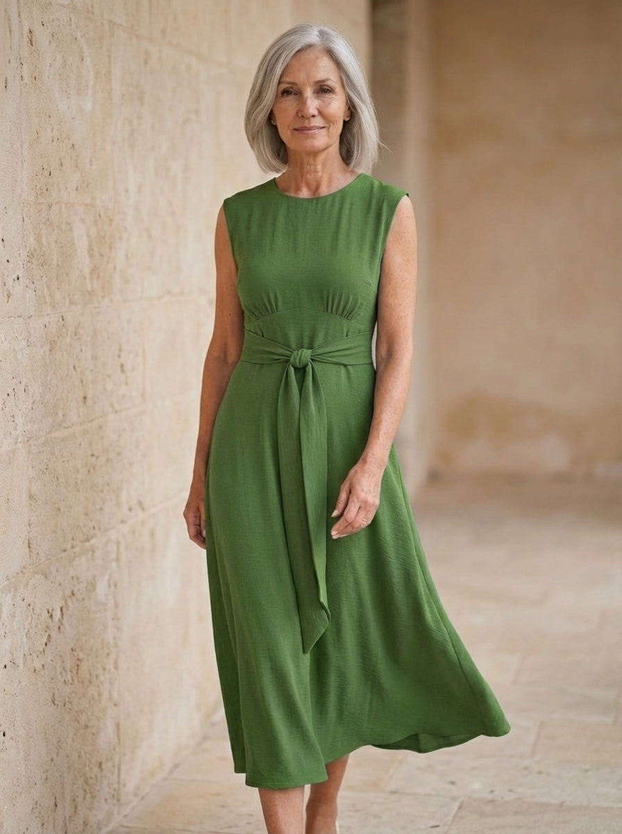Amélie & Rose | Sleeveless Waist-Tied Midi Dress