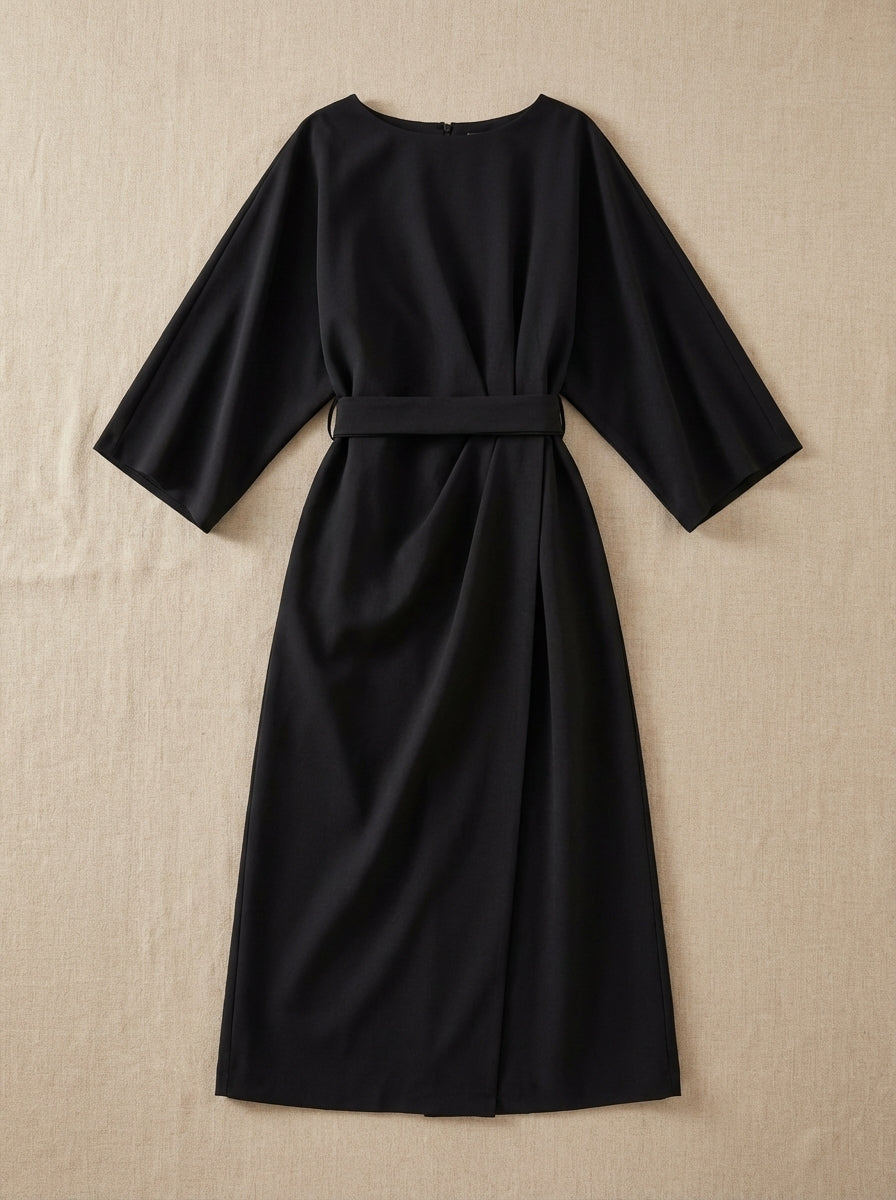 Amélie & Rose | Elegant Dress with Lantern Sleeves and Belt