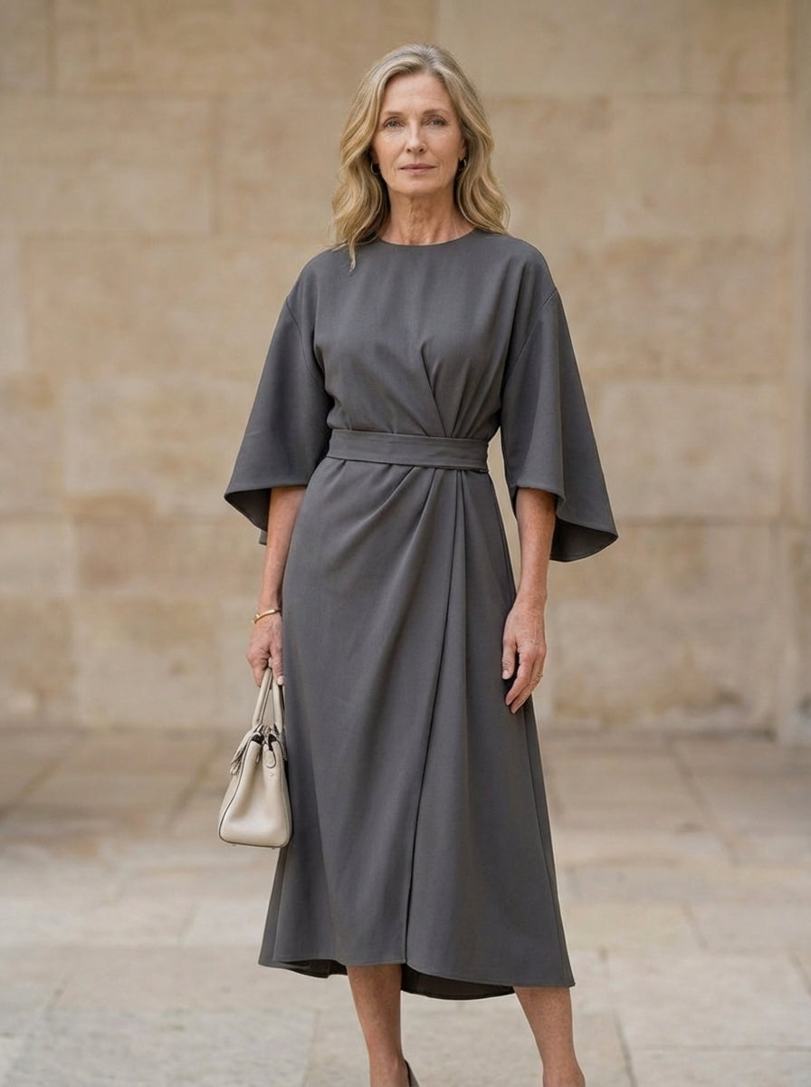 Amélie & Rose | Elegant Dress with Lantern Sleeves and Belt