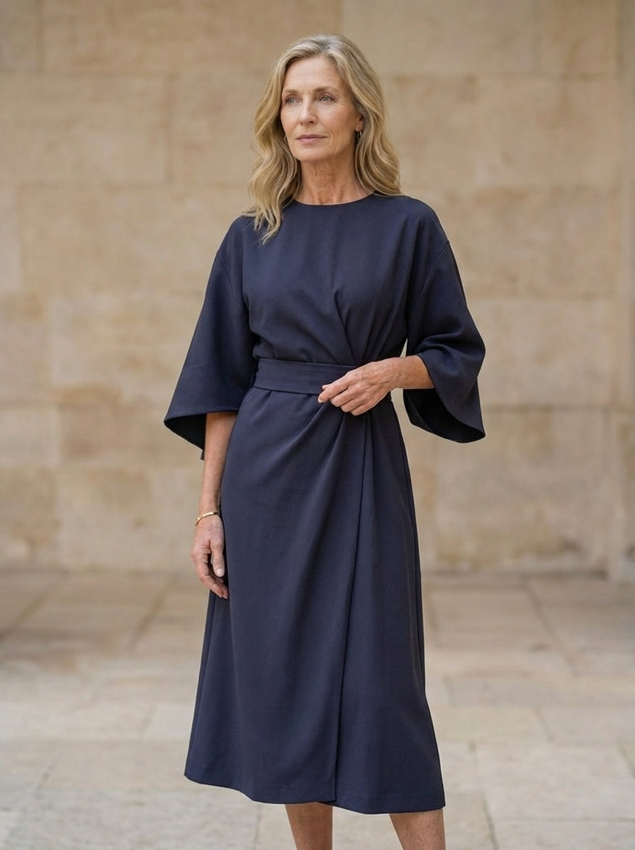 Amélie & Rose | Elegant Dress with Lantern Sleeves and Belt