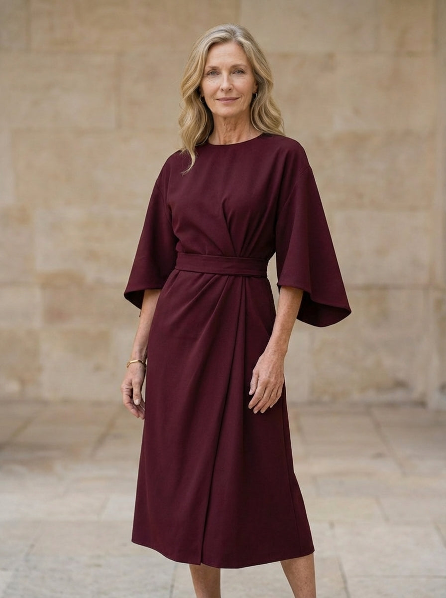 Amélie & Rose | Elegant Dress with Lantern Sleeves and Belt