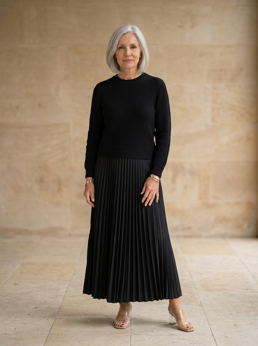 Amélie & Rose | Maxi dress with jumper and pleated skirt