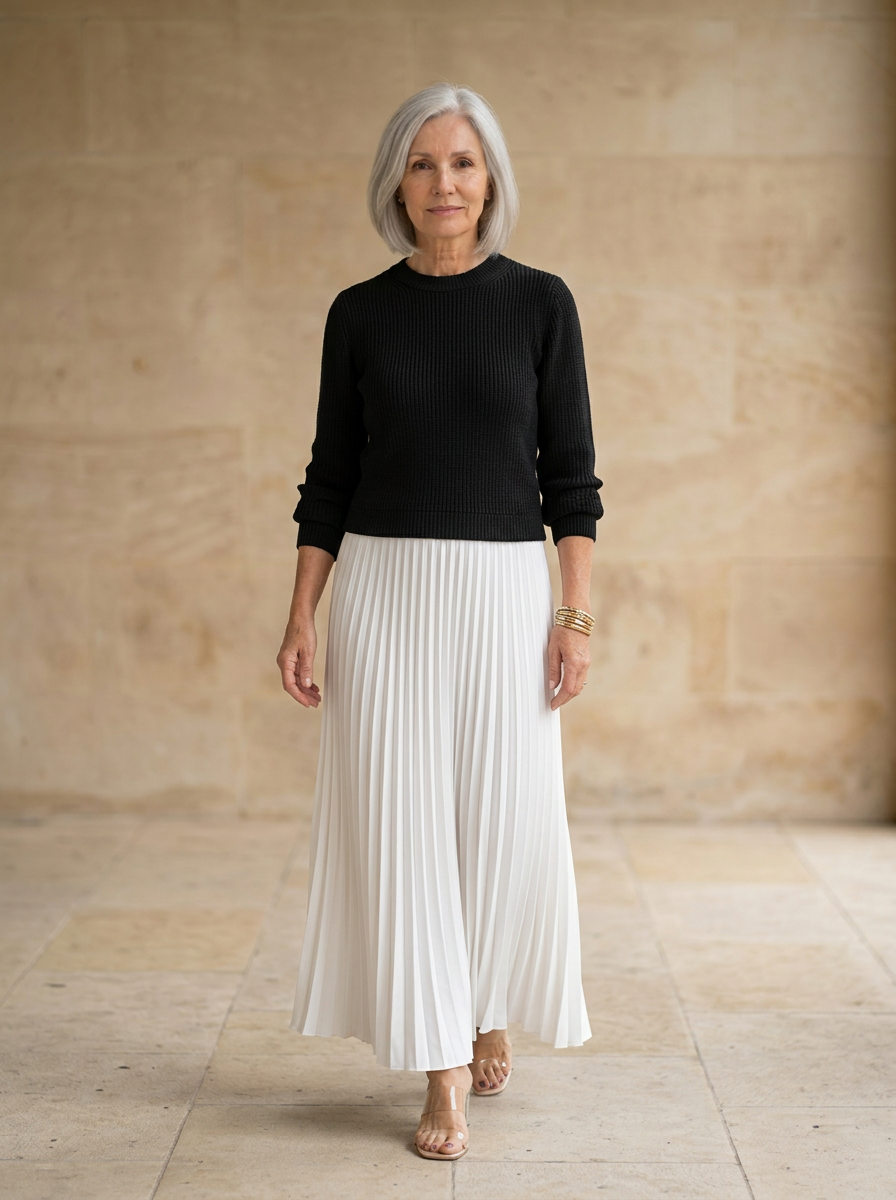 Amélie & Rose | Maxi dress with jumper and pleated skirt