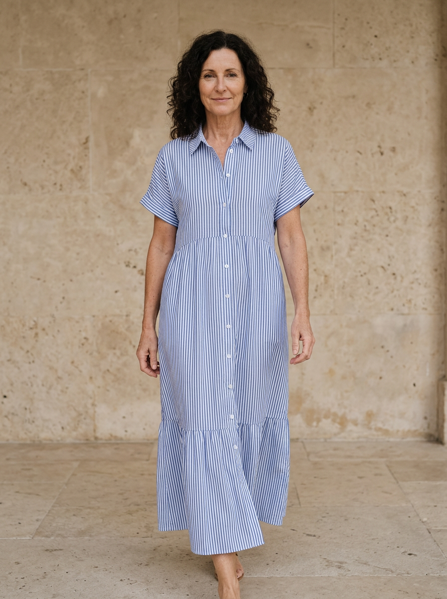 Amélie & Rose | Striped Button-Down Dress