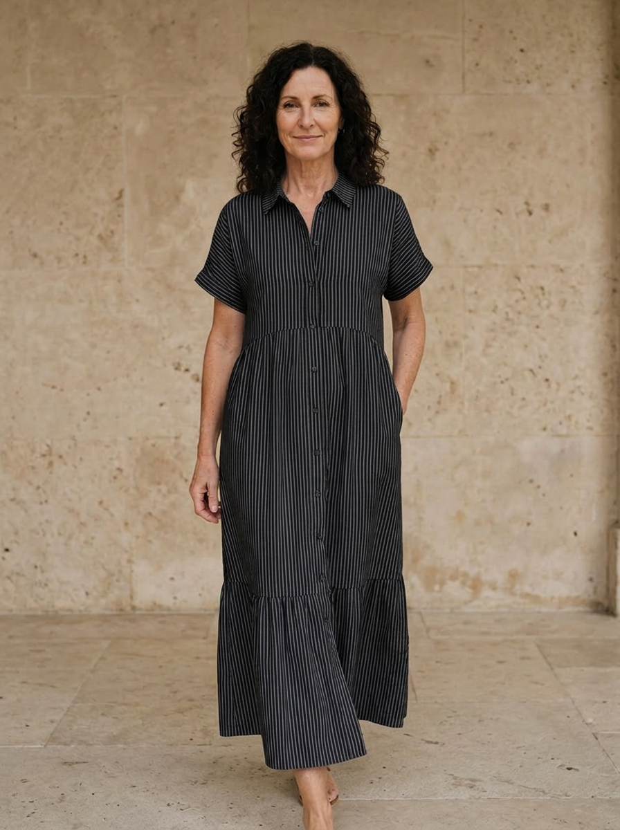 Amélie & Rose | Striped Button-Down Dress