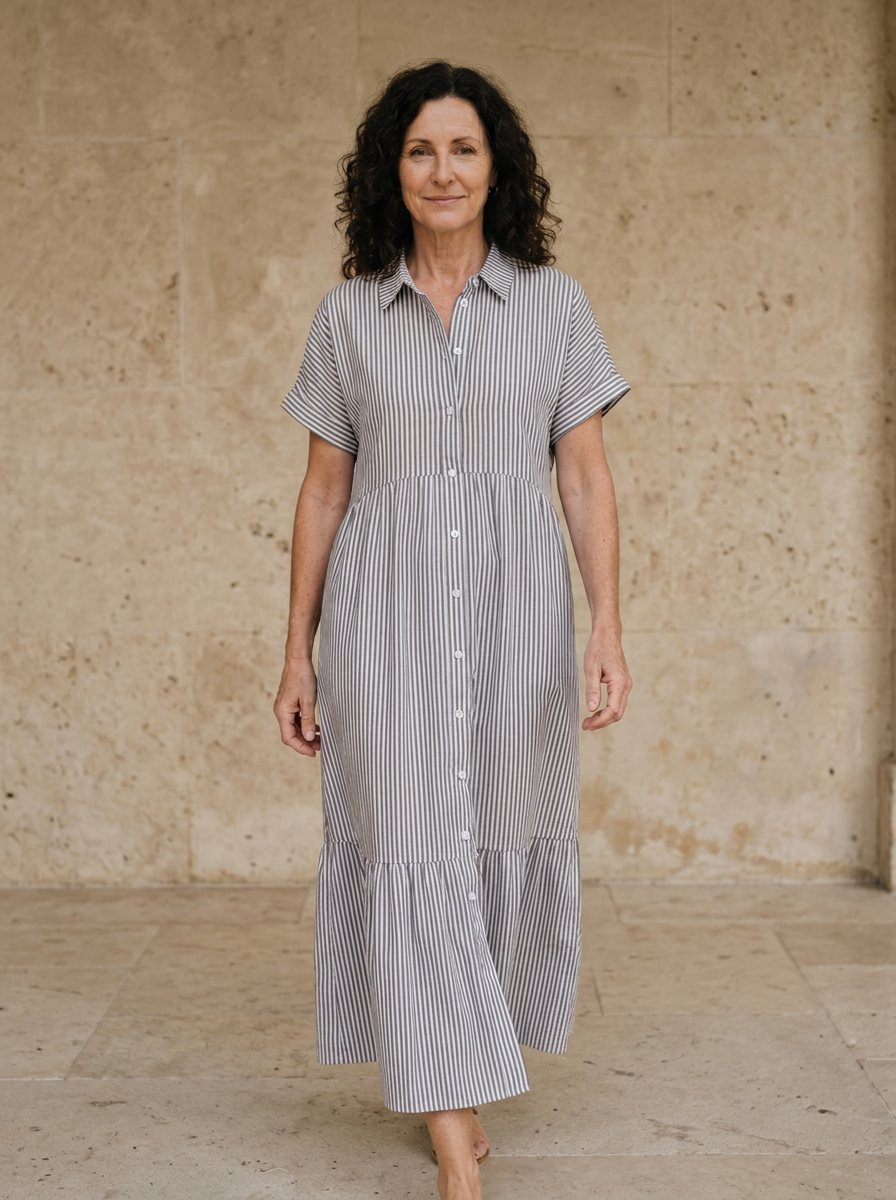 Amélie & Rose | Striped Button-Down Dress