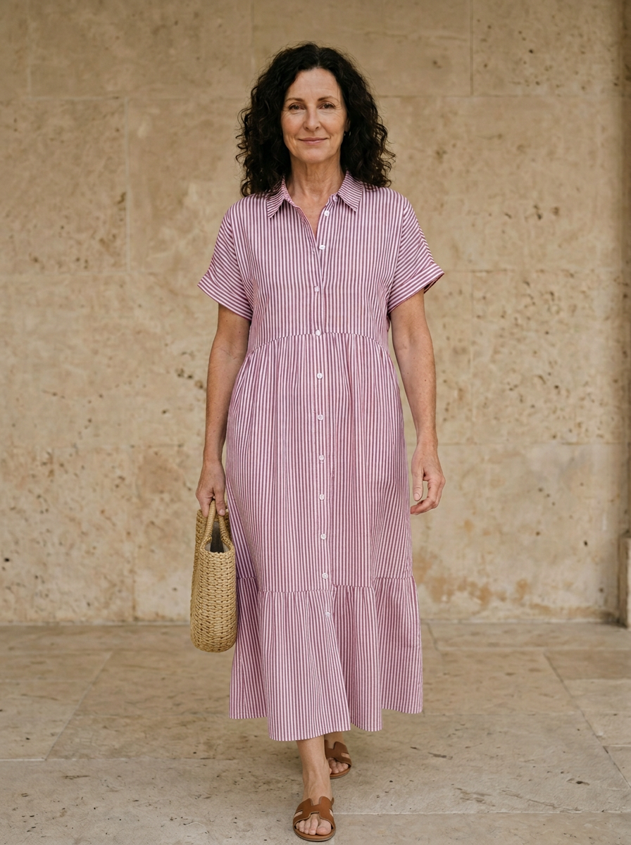 Amélie & Rose | Striped Button-Down Dress