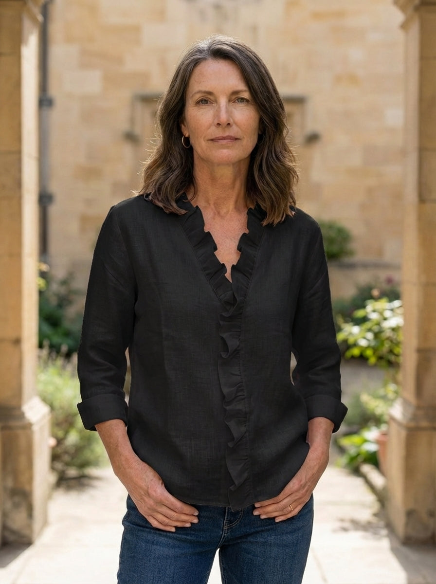 Amélie & Rose | Ruffle V-Neck Blouse