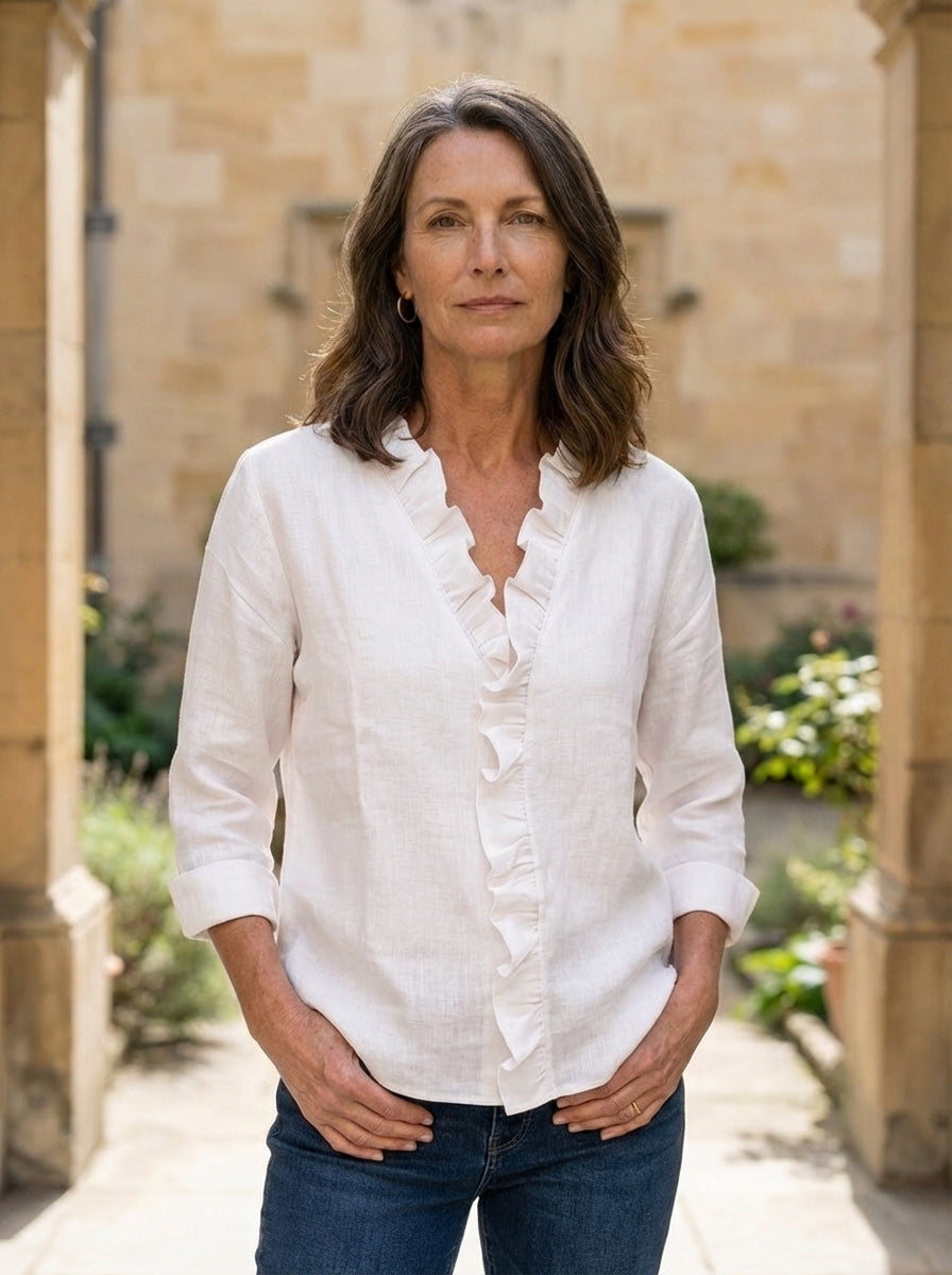 Amélie & Rose | Ruffle V-Neck Blouse