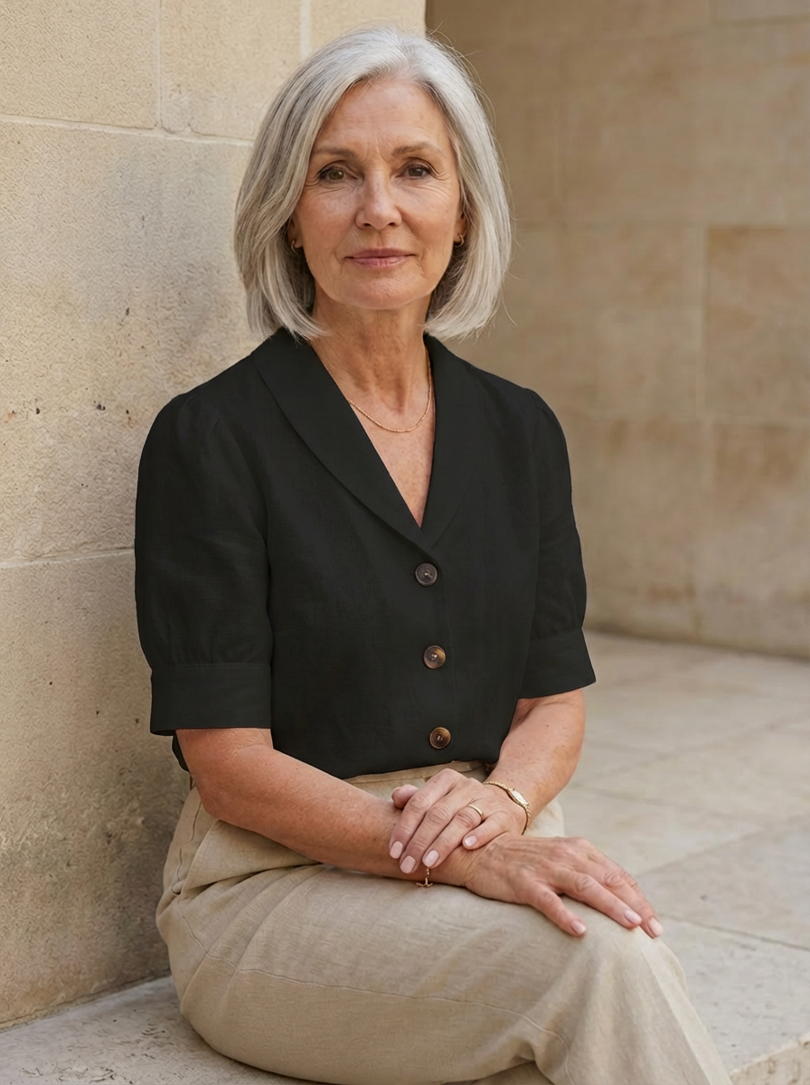 Amélie & Rose | Classic Button Detail Top