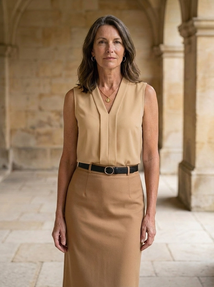 Amélie & Rose | Sleeveless V-Neck Formal Top