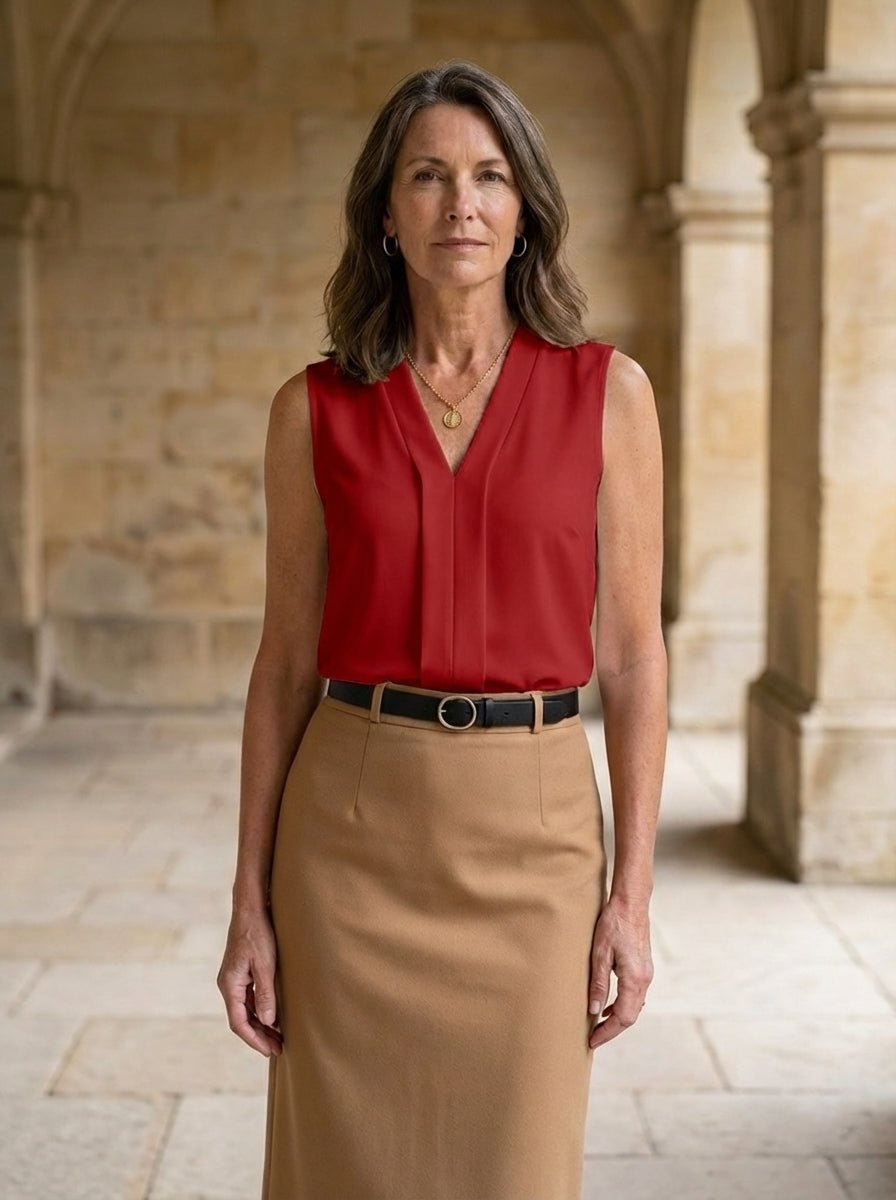 Amélie & Rose | Sleeveless V-Neck Formal Top