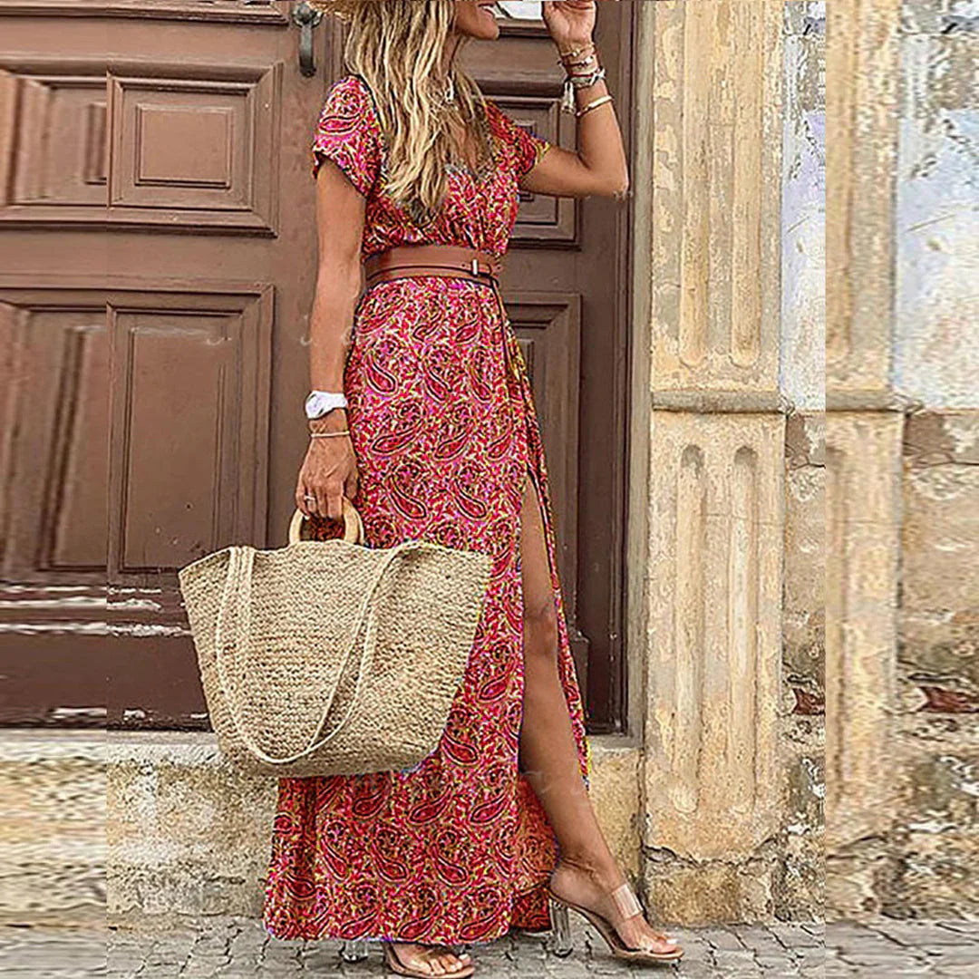 Amélie & Rose™ | Romy Long Bohemian Dress with Gathered Waist